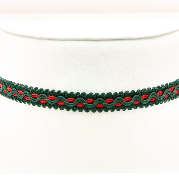 Fancy Green Choker Adjustable Length Green red Trim chokers (#85) - Picture 8 of 8